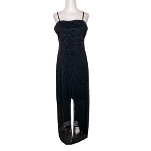 Vintage 90’s long black sparkly goth girl dress